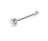2mm Round CZ Silver Bone Nose Stud NSKD-109
